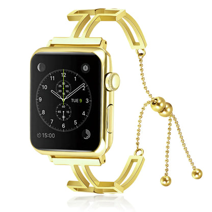 Fashionable Metal Hollow Bracelet Watch Strap with Tassels